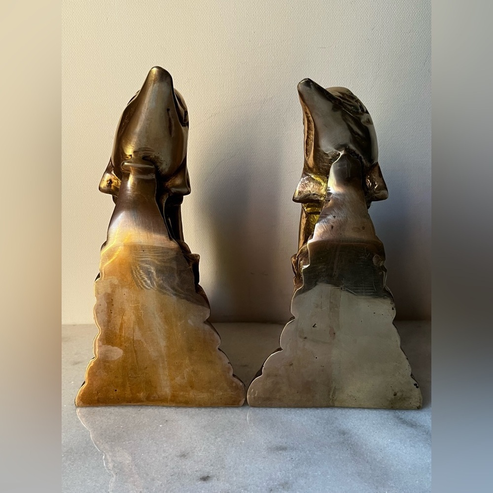 Vintage brass heavy dolphin bookends. Book ends - Picture 8 of 16